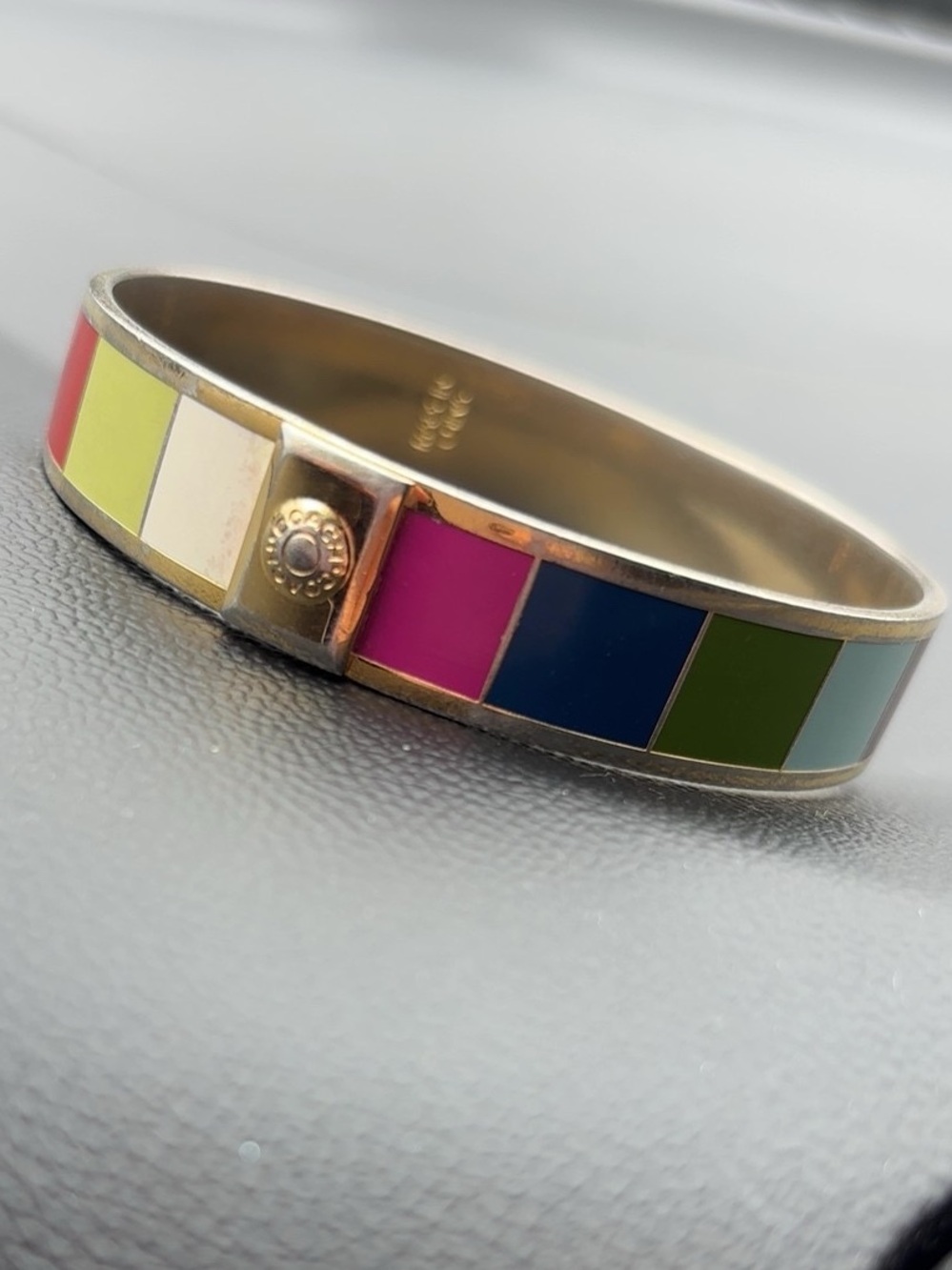 Coach Multicolor Enamel Bangle — Pink, Blue, Green, Yellow, Cream